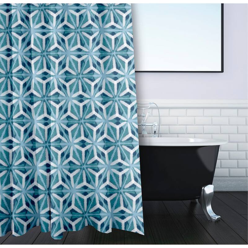 Water Mosaic Geometric Print Shower Curtain