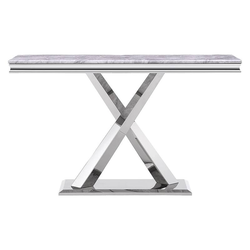 Luxury Console Tables With Mirrored Metal X-Shape Base for Entryway