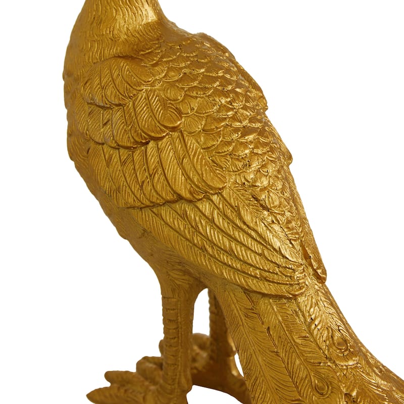 Polyresin Peacock Sculpture - Set of 2 Gold - Roche River Decor