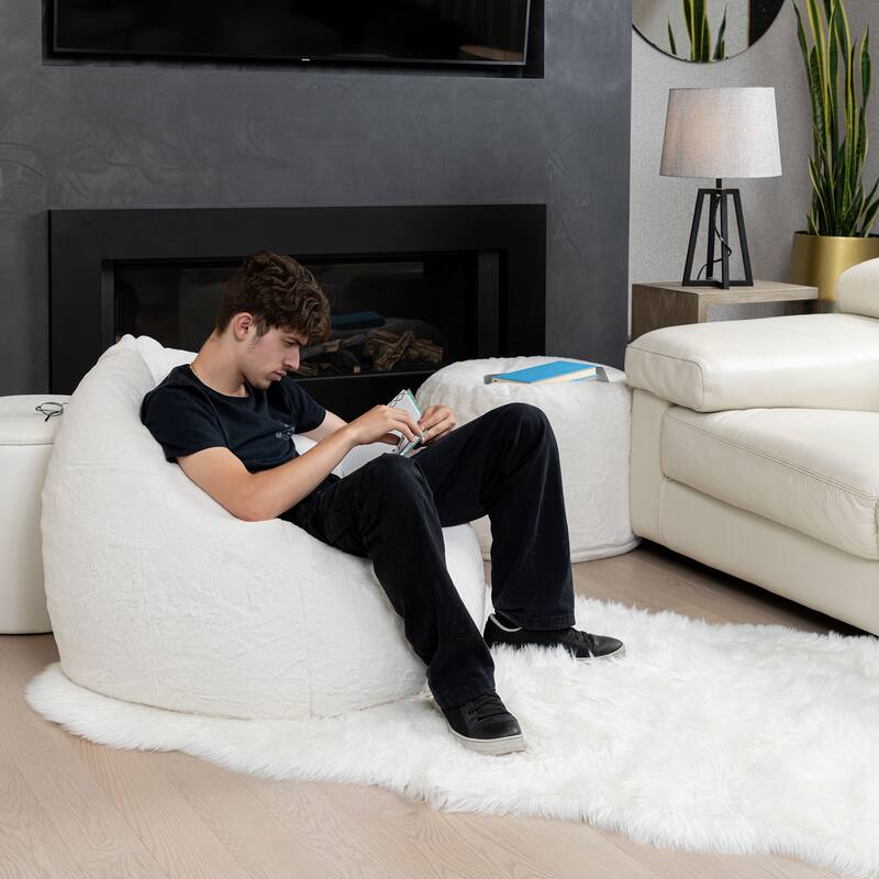Gouchee Home Agora Faux Fur Bean Bag Chair - White