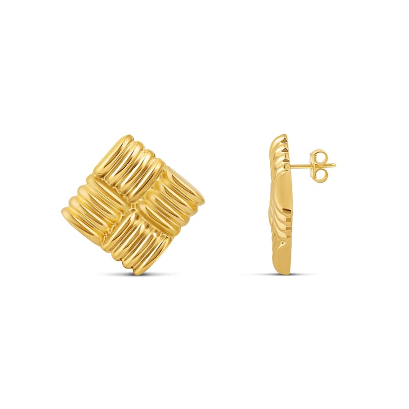 SHYMI Textured Square Statement Earrings - Gold