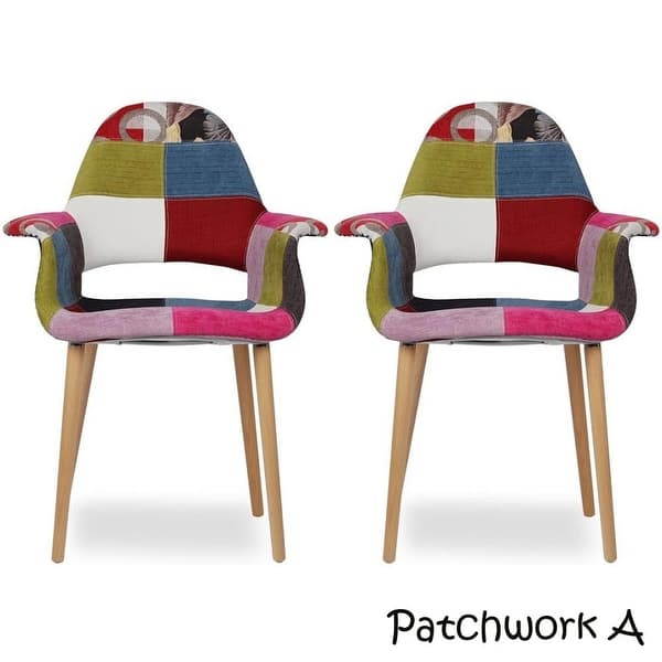 Shop 2xhome Set Of 2 Patchwork Patterned Fabric Upholstered