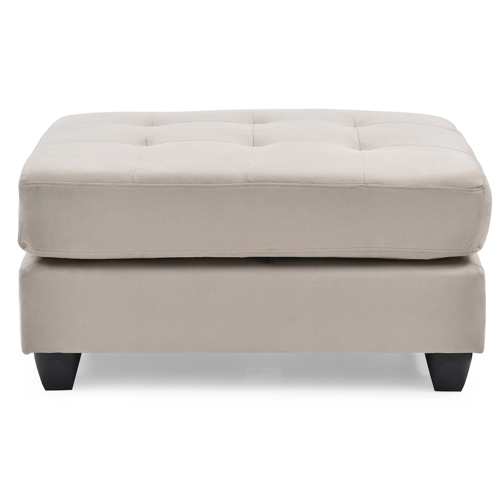 Upholstered Tufted Ottoman - 38" - Beige