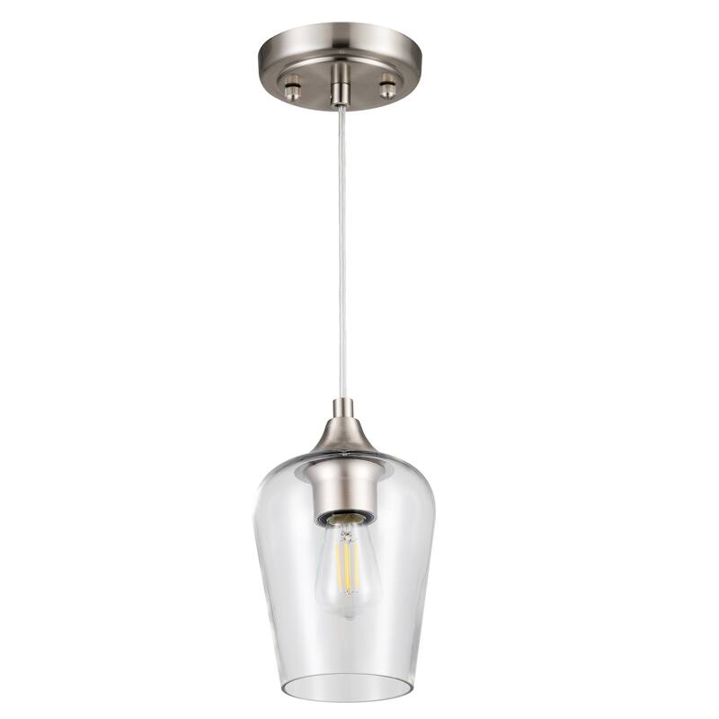 CO-Z 1-light Glass Pendant Light with Adjustable Cord - Clear & Nickel