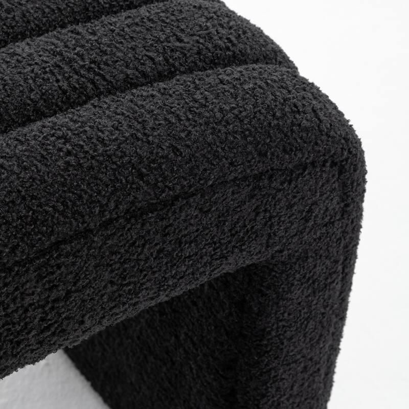 SEYNAR Modern Glam Teddy Velvet Upolstered U-Shaped Ottoman