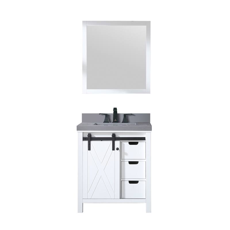 Marsyas Bath Vanity, Grey Quartz Countertop, Faucet Set and Mirrors - 30