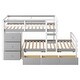 preview thumbnail 6 of 13, Gray Twin over Twin Pine Wood Loft Bunk Bed with Drawers