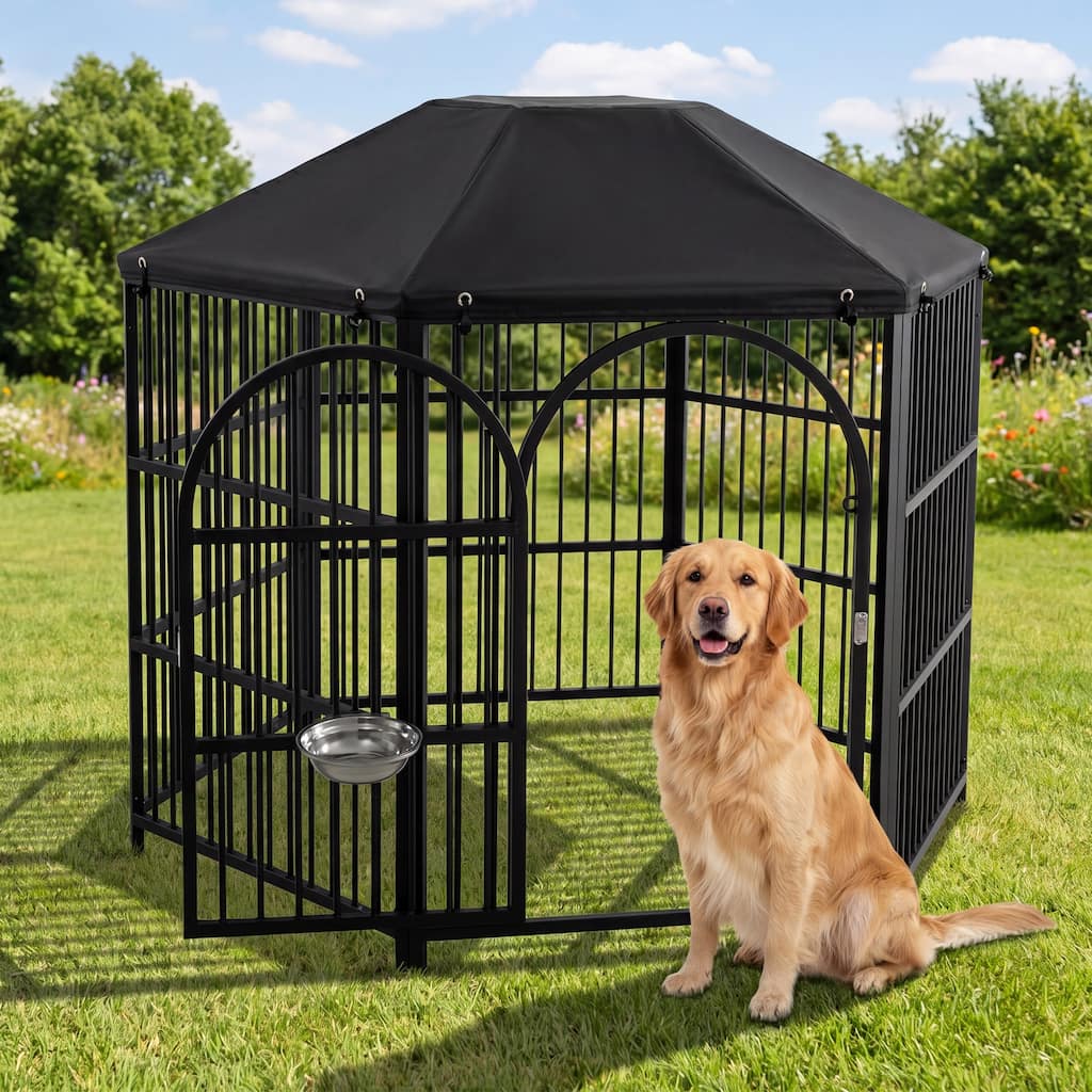 Outdoor & Indoor Large Heavy Duty Dog Crate with Cover