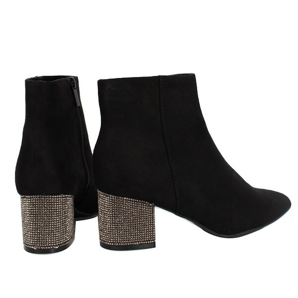 Rhinestone block heel booties clearance