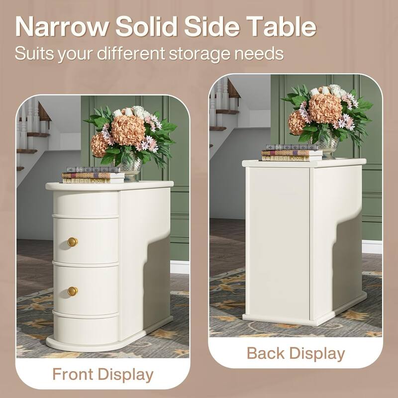 Solid Wood End Table with Storage No Assembly Required