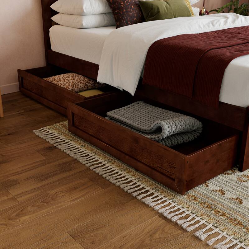 Aveline Wood Platform Bed with Matching Footboard & Storage Drawers