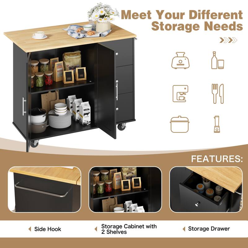 Futzca Storage Kitchen Island Cart