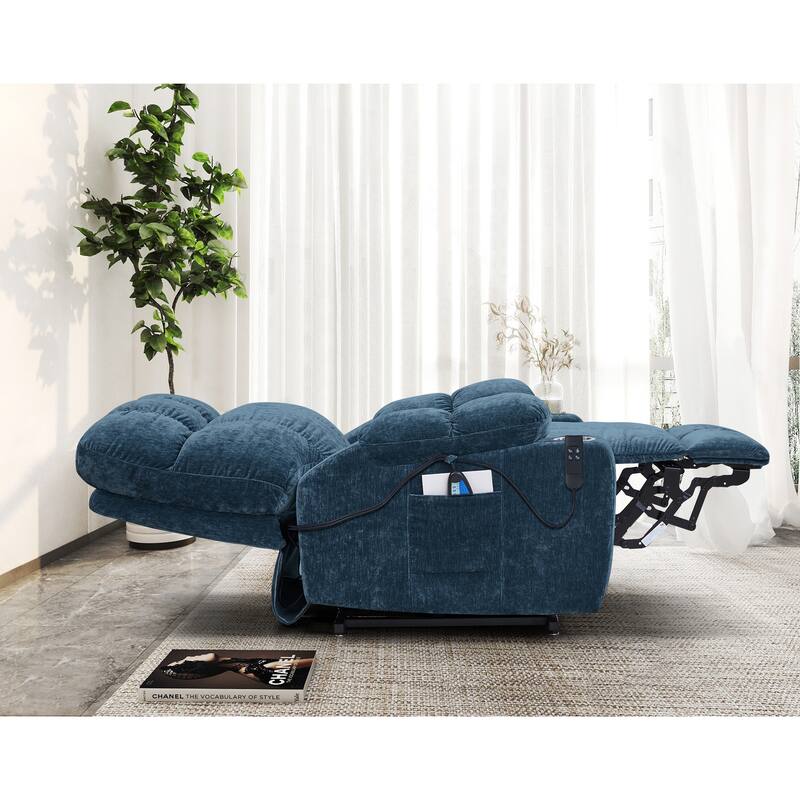Red Dual OKIN Motor Lift Recliner for Seniors with Heat, Massage, 180° Lay Flat Capability, Adjustable Backrest & Footrest