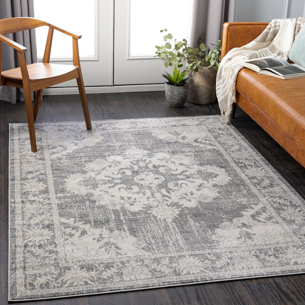 Livabliss Clairee Distressed Medallion Area Rug