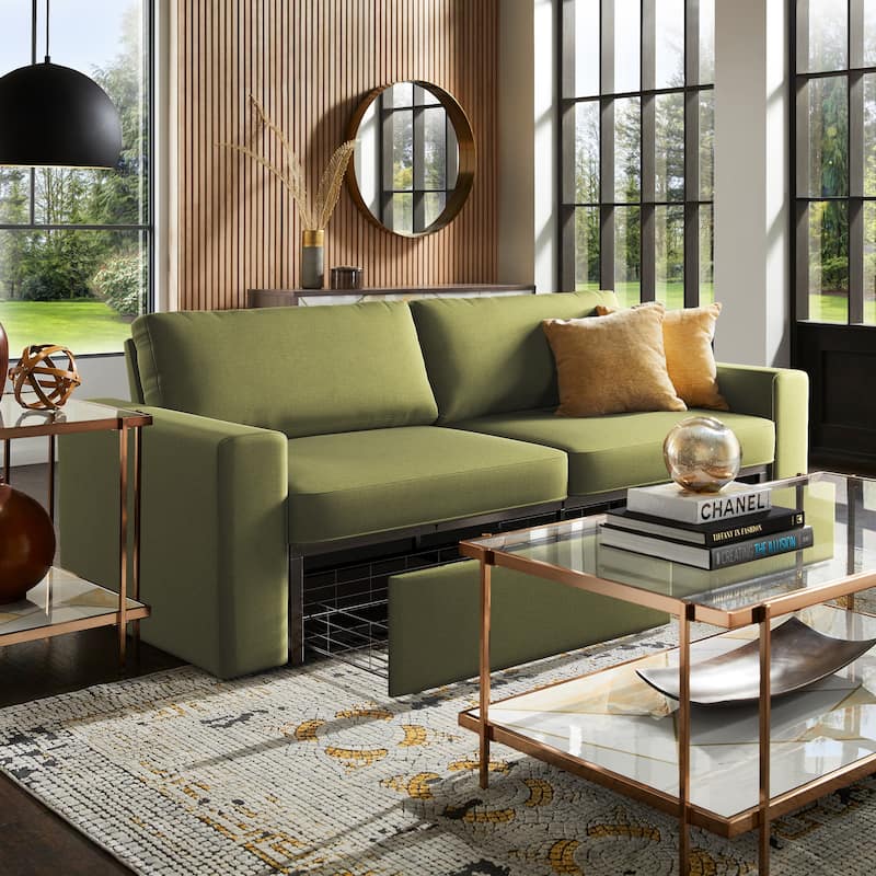 Soma Upholstered Sofa with 2 Hidden Metal Wire Storage Drawers by iNSPIRE Q Modern