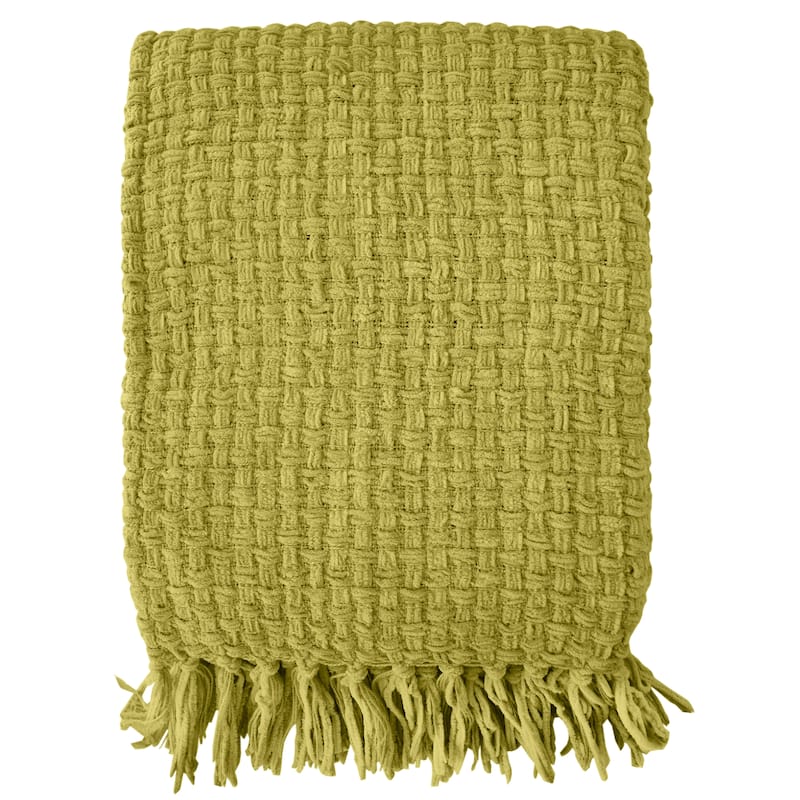 Fabstyles Chenille Basket Weave Polyester Throw Blanket - 50x60 - Forest Green