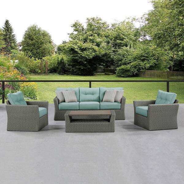 slide 2 of 15, Ove Decors Isabella 4-Piece Conversation Set in Dark Wicker
