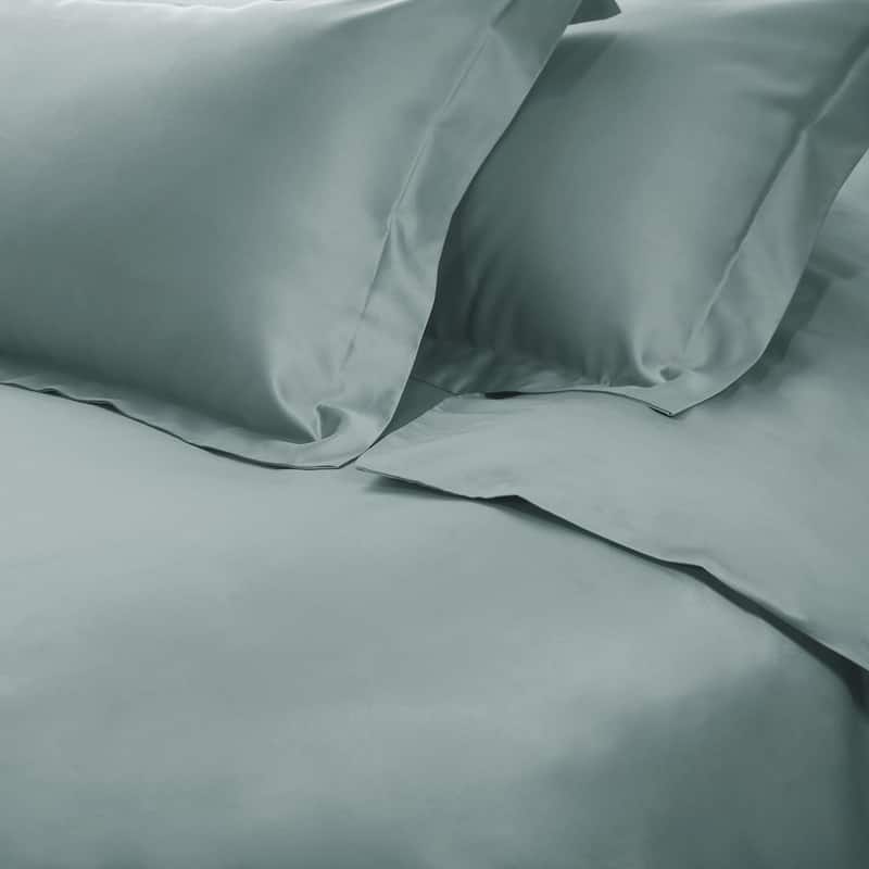 Superior Egyptian Cotton 650 Thread Count Solid Duvet Cover Set - Teal - Twin