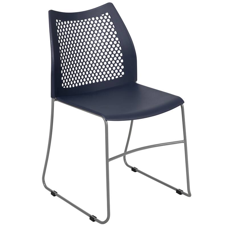 661 lb. Capacity Stack Chair with Air-Vent Back and Powder Coated Sled Base