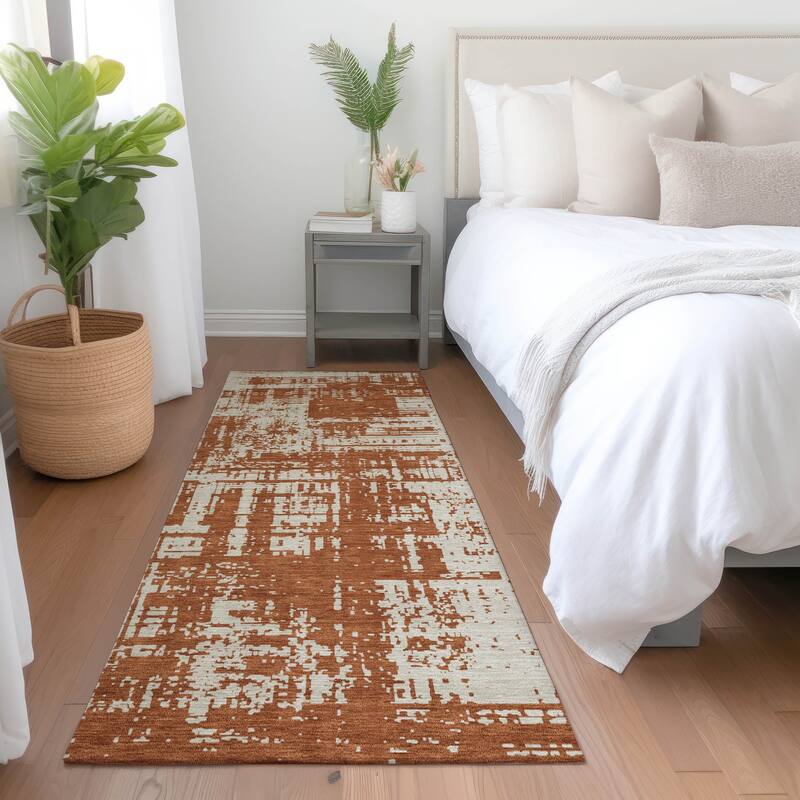 Premium Washable Super Soft Abstract Pixel Mayfield Rug - Paprika - 2'3" x 7'6"