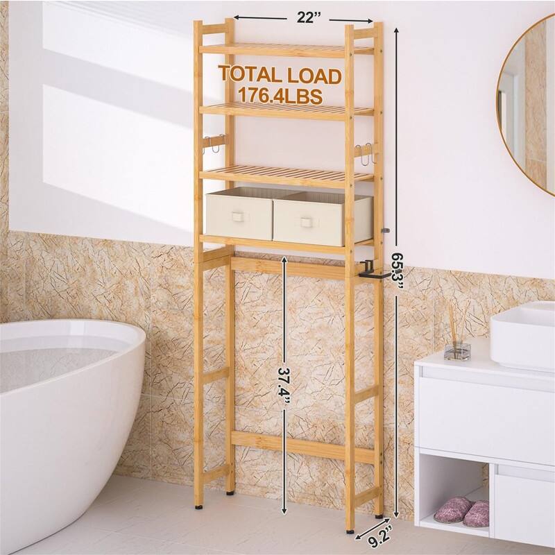 Over The Toilet Storage - 9.17"D x 23.23"W x 65.35"H