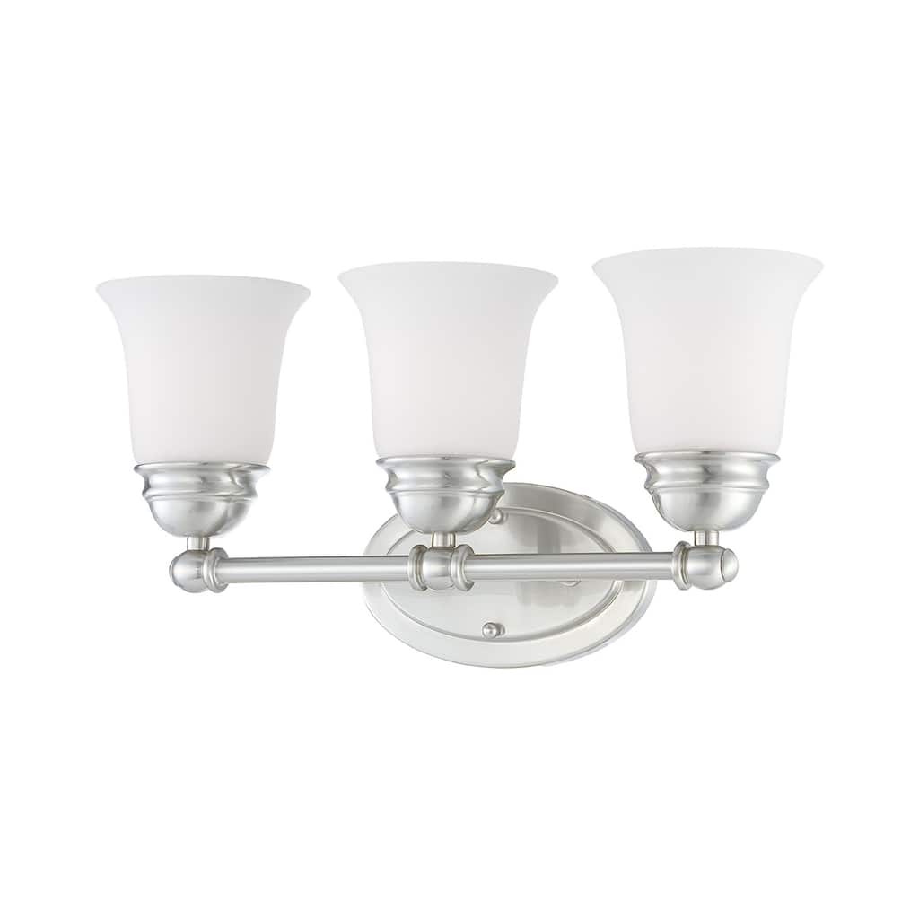 Elk Home Bella Brushed Nickel With White Glass 3 Light Vanity Light