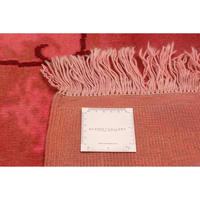ECARPETGALLERY Hand-knotted Color Transition Dark Pink Wool Rug - 5'11 x 8'10