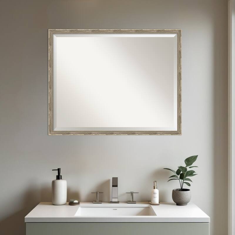 Mila Beveled Wood Framed Bathroom Vanity Wall Mirror