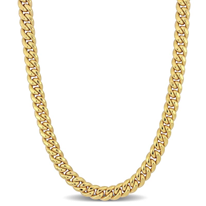Miadora 8.8mm Curb Link Chain Necklace in 10k Yellow Gold- 24 in