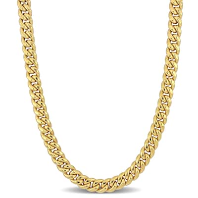 Miadora 8.8mm Curb Link Chain Necklace in 10k Yellow Gold- 24 in