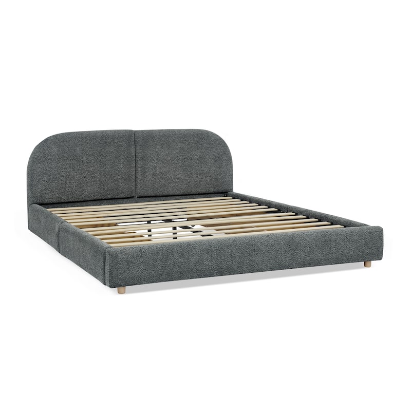 Queen Size Upholstered Bed Frame with Tall Headboard
