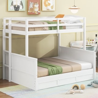 Wood Twin Over Full Bunk Bed with Hydraulic Lift Up Storage - Bed Bath ...