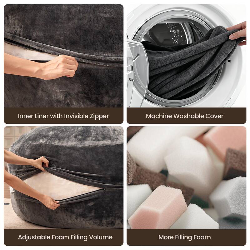 OVIOS Plush Wrapped Lounger Sofa With Ottoman