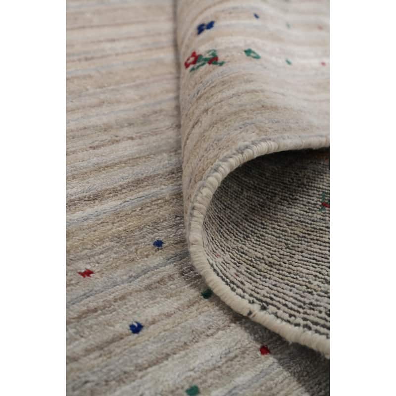 Hand Knotted Oriental Viscose Silk Carpet Tribal Animal Pictorial Beige & Ivories Gabbeh Area Rug - 9' 10'' X 10' 2''