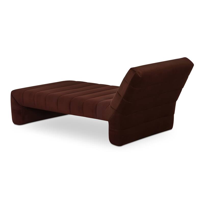 NADAAL STUDIOS Celestine Chaise, Plump Channel-Tufted Form in Velvet Upholstery, Warm Brown