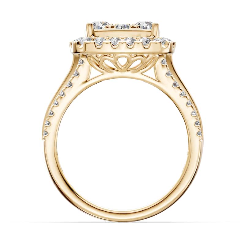 AEON Luminara Royale Cushion 1.50ct Lab Grown Diamond Cluster Halo Ring