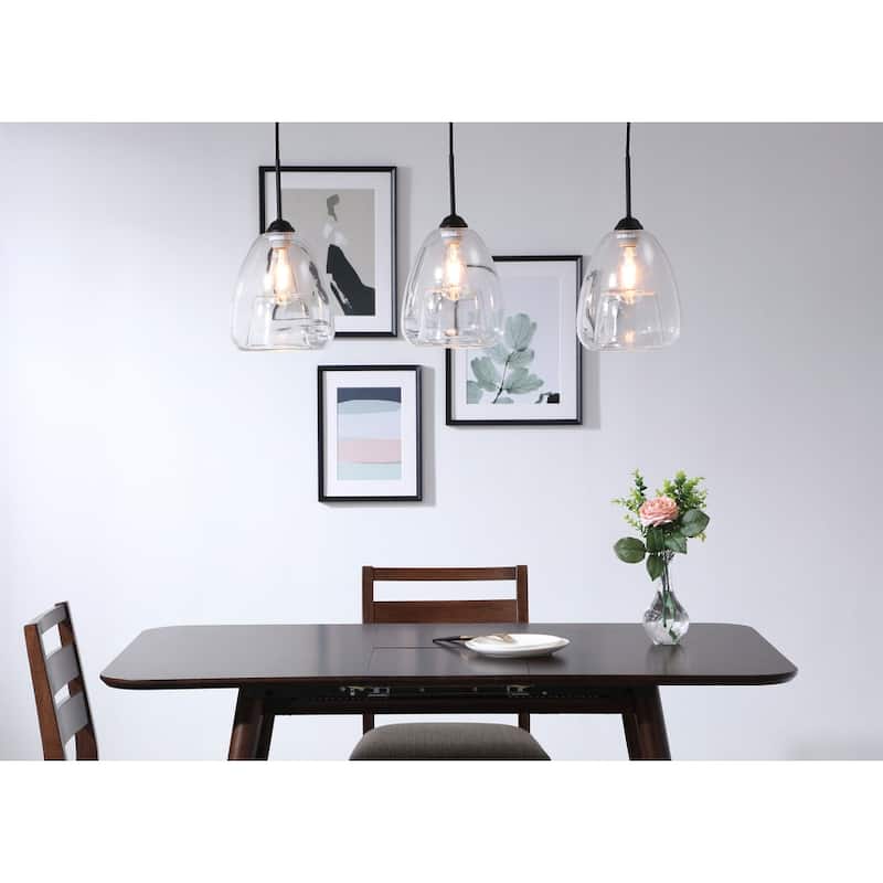 Elise 36-Inch 3-Light Clear Pendant - Black