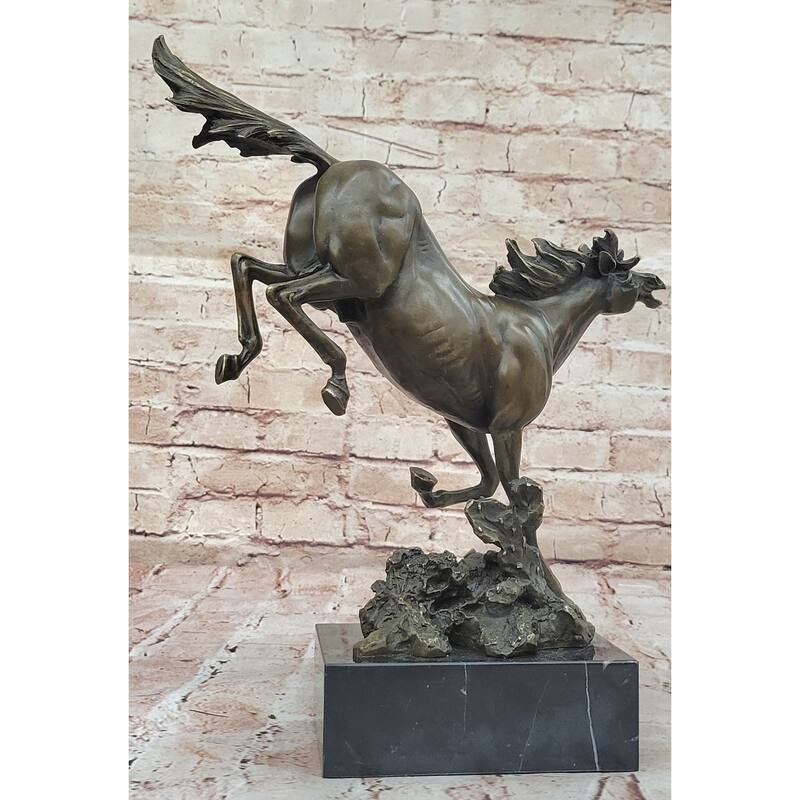 Original Milo Art Deco Wild Horse Bronze Sculpture Hot Cast Marble Base Figure