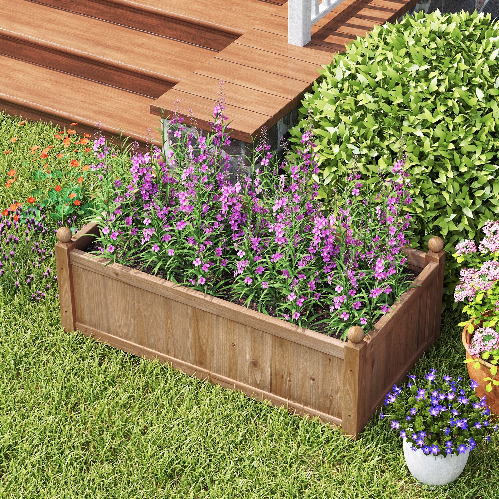 Gymax Raised Garden Bed 46'' x 24'' x 16'' Planter Box w/ 4