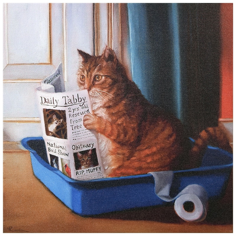 "Cat On A Throne" Cat Wall Art Graphic Art Print on Wrapped Canvas