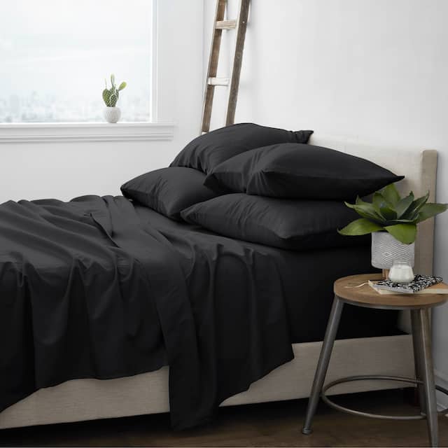 Soft Essentials Ultra-soft Deep Pocket 6-piece Bed Sheet Set - Twin Extra Long - Black