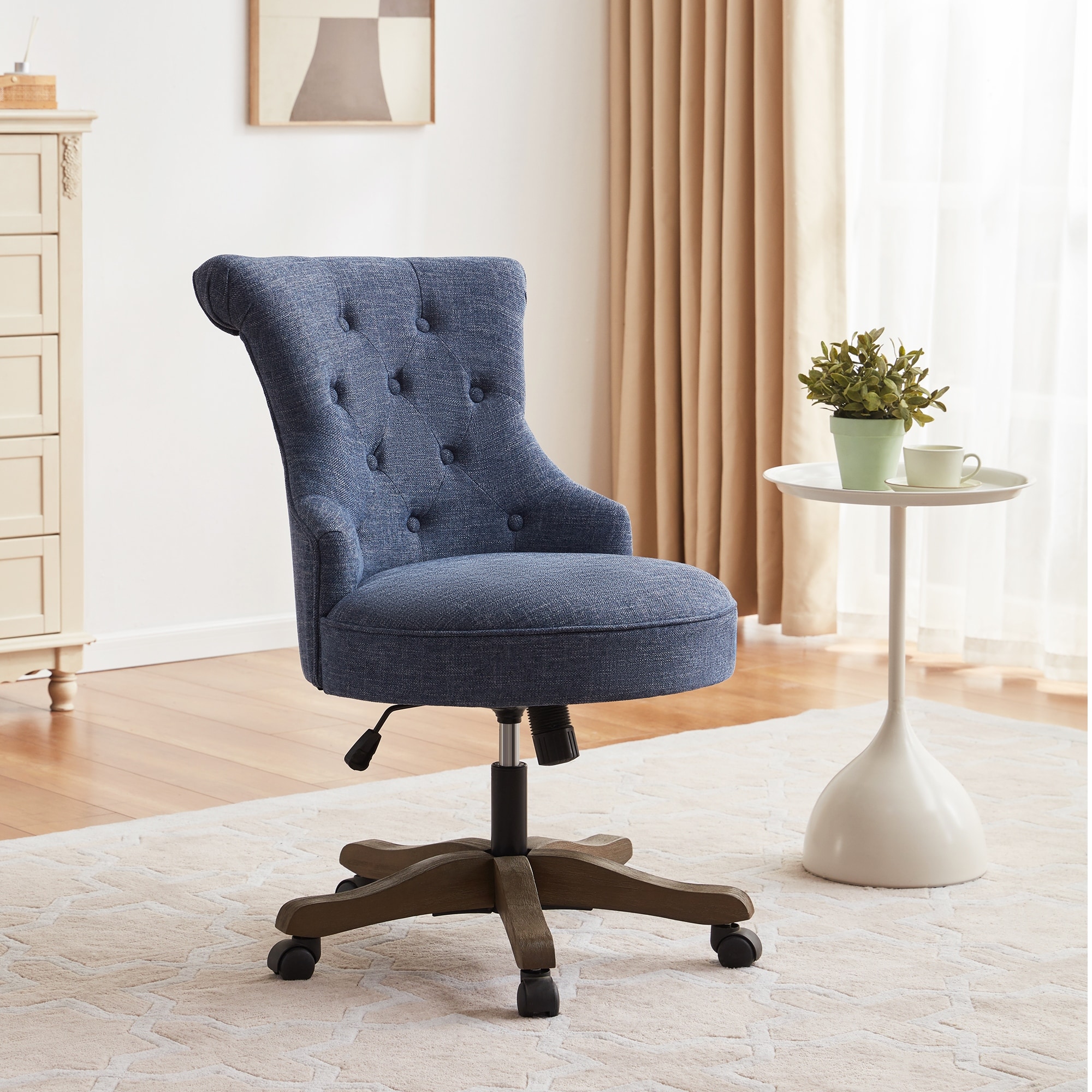 Wooden desk discount chair on wheels