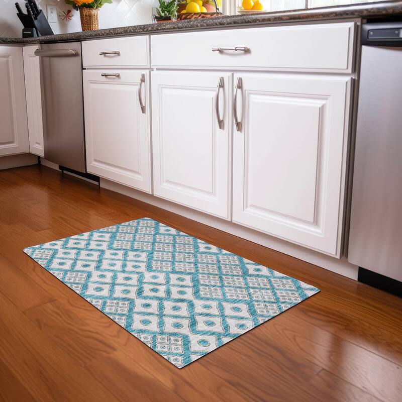Premium Washable Super Soft Modern Cooper Mayfield Rug - Teal - 1'8" x 2'6"