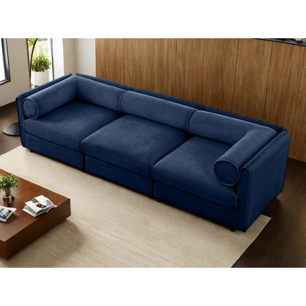 109" Chenille Upholstered 3-Seater Modular Sectional Sofa with Storage Seat, DIY Combination