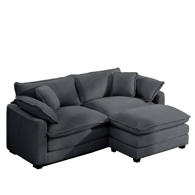 2-Seater Corduroy Sofa with Footrest, Comfortable and Stylish for Small Spaces