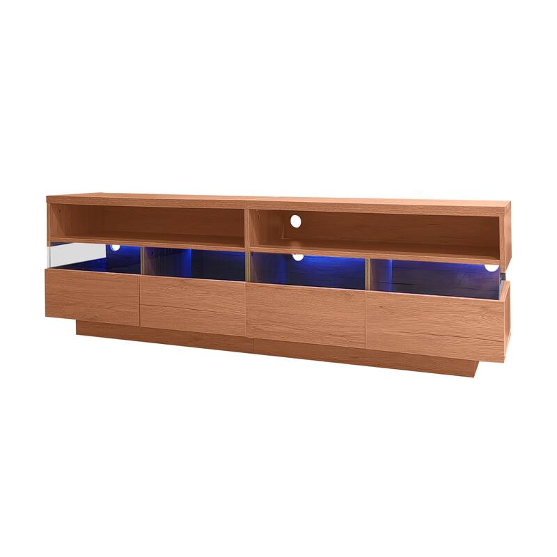 Freestanding TV Console TV Stand with 4 Drawers Media Console Table with Acrylic Transparent Storage for TVs up to 75"
