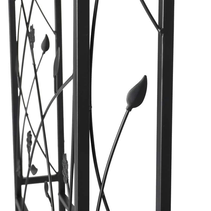 VINGLI Wrought Iron Arch Black Courtyard Curved Vertex Leaf Shaped
