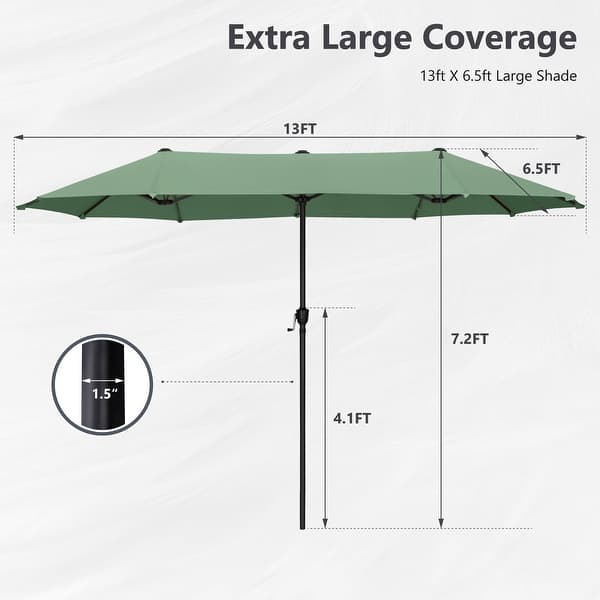 dimension image slide 0 of 12, MAISON ARTS 13ft Double -Sided Patio Umbrella Extra Large with Crank
