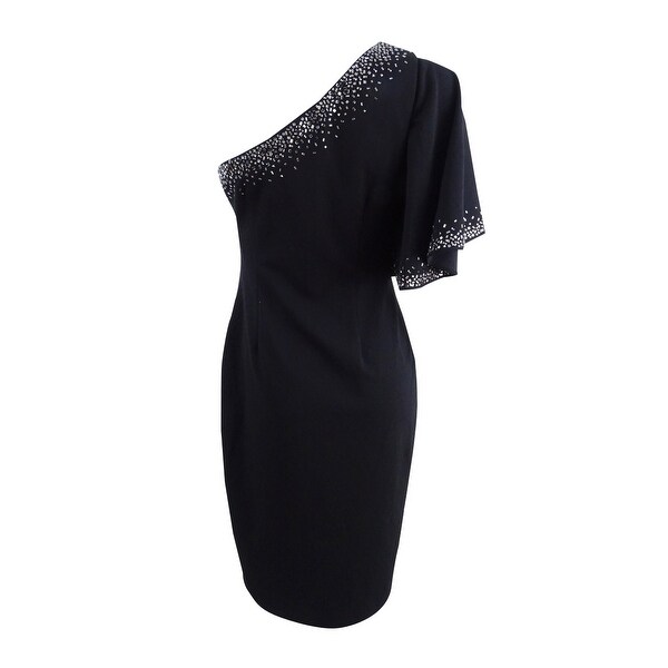 calvin klein black one shoulder dress