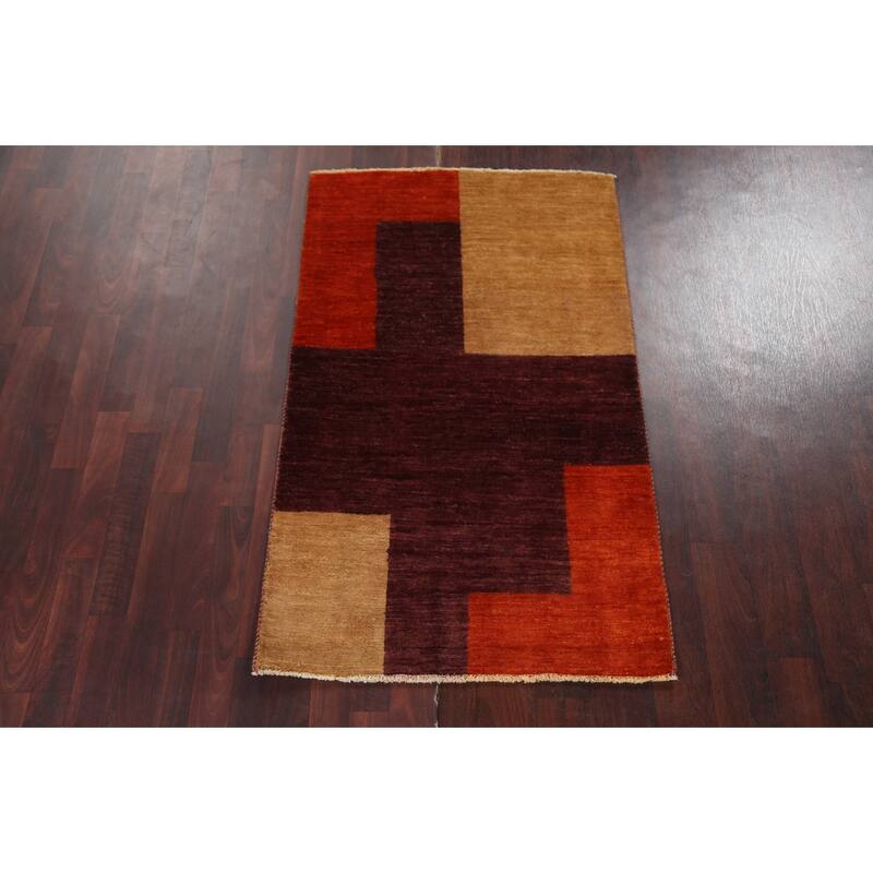 Contemporary Gabbeh Kashkoli Area Rug Wool Hand-knotted Office Carpet - 3'0" x 5'1"